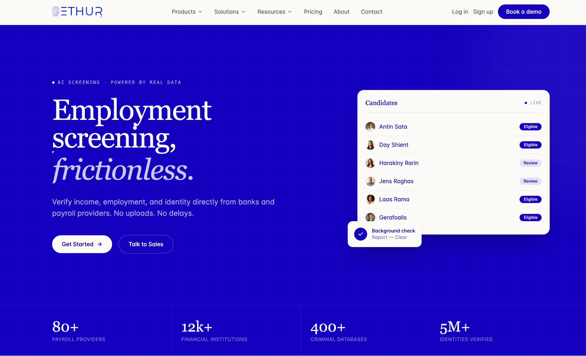 Ethur.ai home page