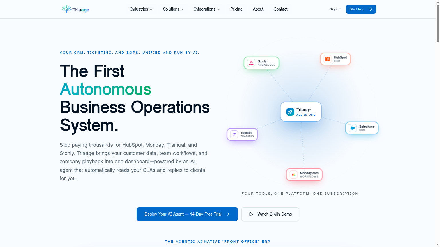 Triaage.ai home page